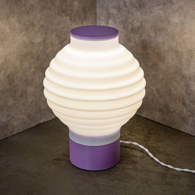 15" Asian Lantern Vintage Traditional Plant-Based PLA 3D Printed Dimmable LED Table Lamp White - JONATHAN Y, 6 of 8