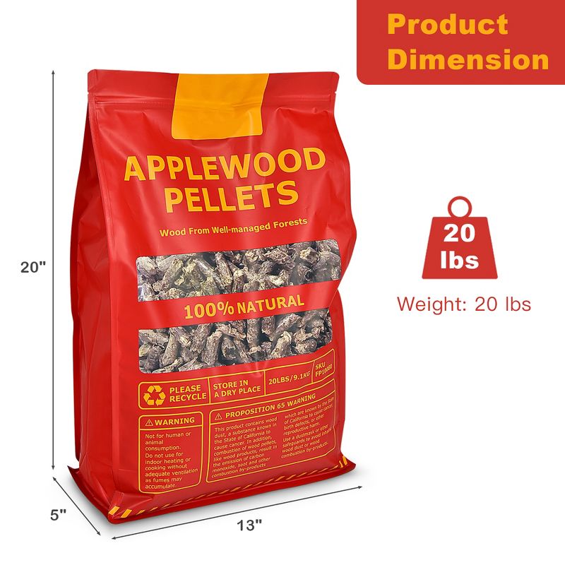 Costway 20lbs Apple Wood Pellets All-Natural for Smokers Pellet Grills BBQ Roast, 4 of 10