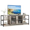 TV with Storage Cabinet and Mesh Doors, Wood Rustic TV Console, 2 Tier TV Table for Living Room Bedroom Office, Media Cabinet - 3 of 4
