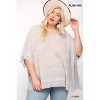 Slickblue Boxy Mixed Fabric Top for Women - Pullover Sleeves - Light Grey - Plus Size 2XL - 2 of 4