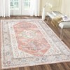 9x12 Washable Rug with Non Slip Backing Vintage Oriental Foldable Low Pile Rugs Retro Medallion Throw Floor Cover Ultra-Thin - 2 of 4