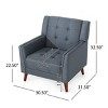 Mid-Century Modern Tufted Armchair, 30.5" Fabric Accent Chair with Flared Arms & Wood Legs for Living Room Bedroom-3irtyhousy - 4 of 4