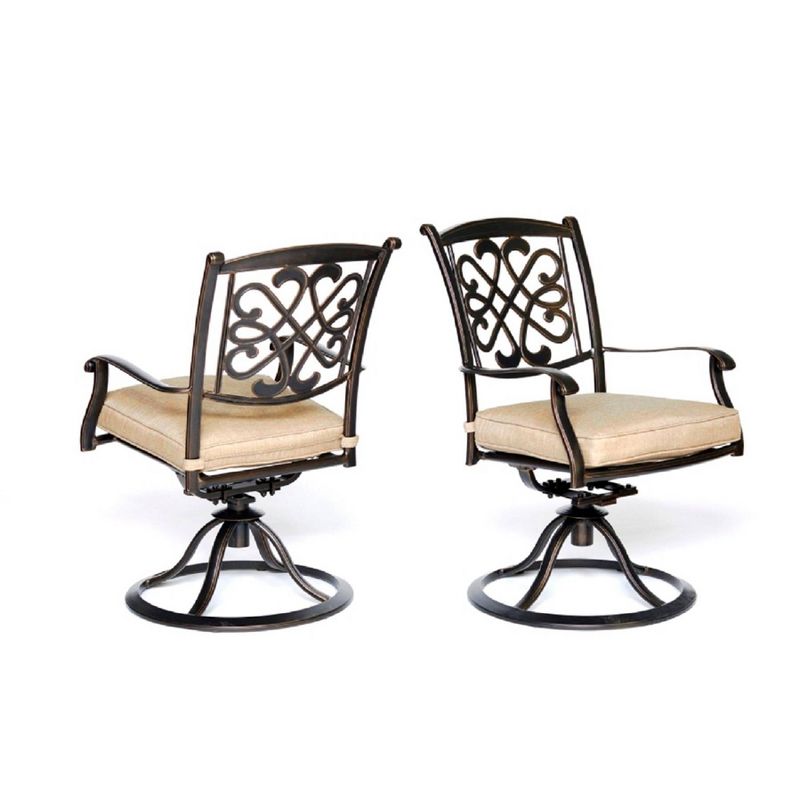 2pk Metal Patio Dining Swivel Chairs - Brown - WELLFOR: Elegant, Weather-Resilient, Comfortable Outdoor Seating with 360-Degree Spin, 6 of 11