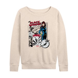 Women's - Marvel - Black Widow Panels Lightweight French Terry Wide Neck Long Sleeve Shirt - 1 of 4