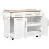 YOOCOZZ 59.3" Kitchen Island with Rubber Wood Drop Leaf, 2 Pull Out Organizers+Trash Can Storage, Power Outlet, Spice&Towel Rack - 2 of 4