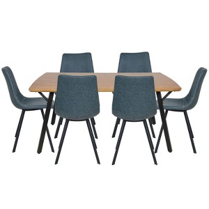 LeisureMod Ravenna 7-Piece Dining Set, 1 Y-Shape Legs Table 6 Dining Chairs - 1 of 4