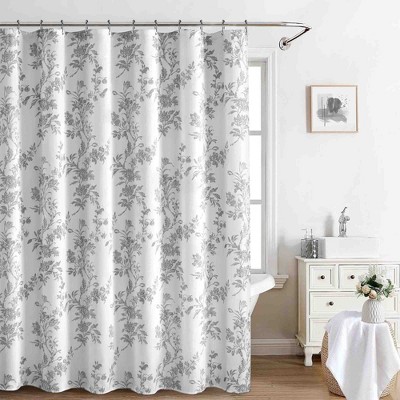 BAGOKIE 72"x72" Floral Cotton Blend Shower Curtain