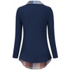 WhizMax Women's Long Sleeve Contrast Collared Shirts Patchwork Work Blouse Tunics Tops - image 3 of 4