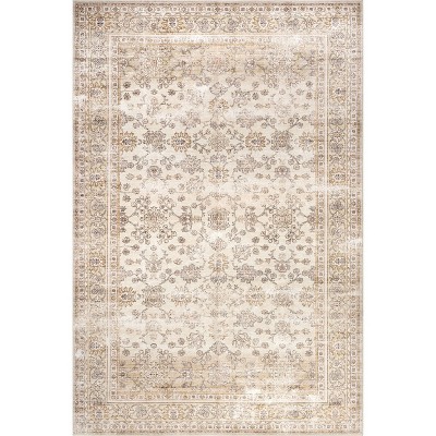 nuLOOM Sia Beige SplashGuard Waterproof Machine Washable Area Rug