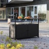 NAYSAYE Bar Serving Cart Outdoor Wicker Wine and Beverage Counter with Glass Tabletop for Patio , Black, 51.18"*19.69"*35.43" - 2 of 4
