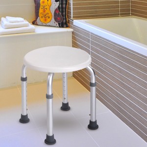 DOMETOUR Round Shower Stool Bath Bench with Adjustable Heights and Non-Slip Rubber for Safety and Stability White - 1 of 4
