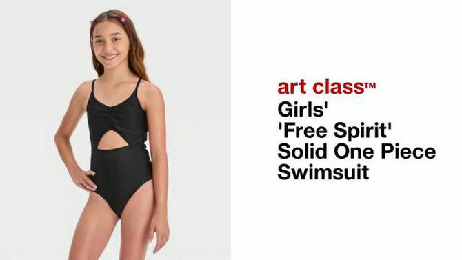 Girls&#39; &#39;Free Spirit&#39; Solid One Piece Swimsuit - art class&#8482;, 2 of 5, play video