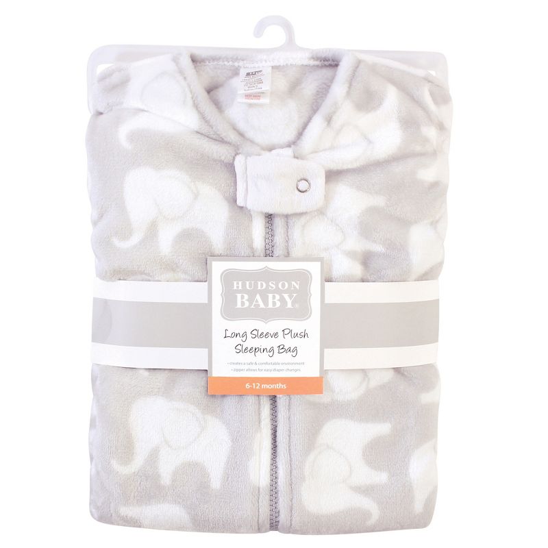 Hudson Baby Infant Plush Sleeping Bag, Sack, Blanket, Gray Elephant, 3 of 4