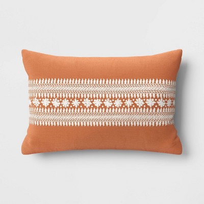 Burnt orange lumbar outlet pillow