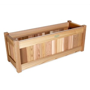 All Things Cedar 32 Inch Wide Cedar Planter Box, Outdoor Patio, Deck & Porch Garden Bed for Flowers, Herbs & Vegetables, Natural - 1 of 4