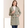 Allegra K Women's Double Breasted Notched Lapel Plaid Overcoat with Pockets - 3 of 4