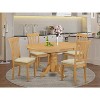 HomeStock 5-Pc Oval Natural Oak Finish Solid Wood Top Dining table with 4 Linen Fabric Seat Chairs with Slat Back, Seats 4 - 2 of 4