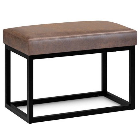 Wyndenhall Kerwood Small Bench Distressed Chestnut Brown Upholstered Entryway Seating Faux Leather Target