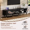 ORRD Oval Fluted TV Stand w/ Charging - 80" | Mid-Century Console w/ Tambour | Farmhouse Cab w/ Gold - Black - 4 of 4