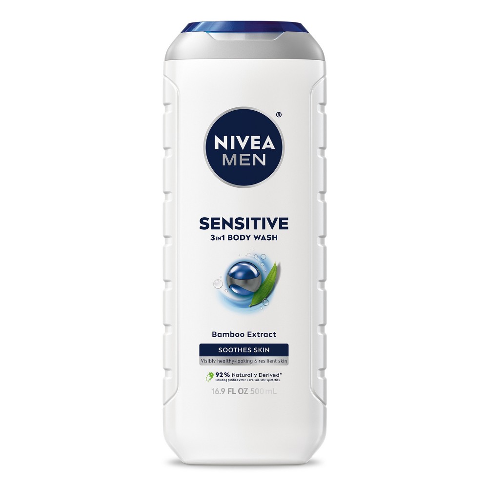 Photos - Shower Gel Nivea Men Sensitive Body Wash with Bamboo Extract - 16.9 fl oz 