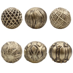AuldHome Bowl Filler Decorative Orbs (Gold, Set of 6); Resin Spheres for Living Room / Home Decor - 1 of 4