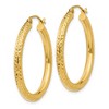 Black Bow Jewelry 3mm x 30mm, 14k Yellow Gold, Diamond-cut Round Hoop Earrings - 2 of 4