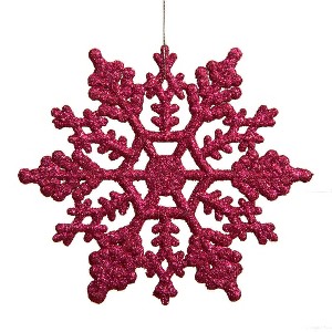 Northlight 24ct Glitter Snowflake Christmas Ornament Set 4"- Mulberry Pink - 1 of 1