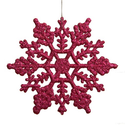 Northlight 24ct Glitter Snowflake Christmas Ornament Set 4"- Mulberry Pink - image 1 of 1