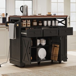 NicBex Modrn Kitchen Island with Foldable Drop Leaf & Power Outlet,Rolling Kitchen Cart with Wheels & Racks,Storage Cabinet Folding Dining Table - 1 of 4