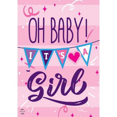 Baby Girl Pink and Purple Polyester House Flag