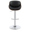 Adjustable Black Bar Stool with Chrome Base and Wood Back, Sleek Upholstered Seat, Modern Design for Home Bars - 3 of 4