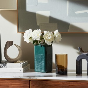 Modern Decorative Vase - Textured Ceramic Flower Holder - Stylish Home & Office Accent for Living Room & Bedroom - 1 of 4