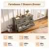 52 Inch Wide Farmhouse 7-Drawer Dresser with Large Metal Handles, Grey Wood Chest of Drawers for Bedroom, Living Room, or Hallway - 2 of 4