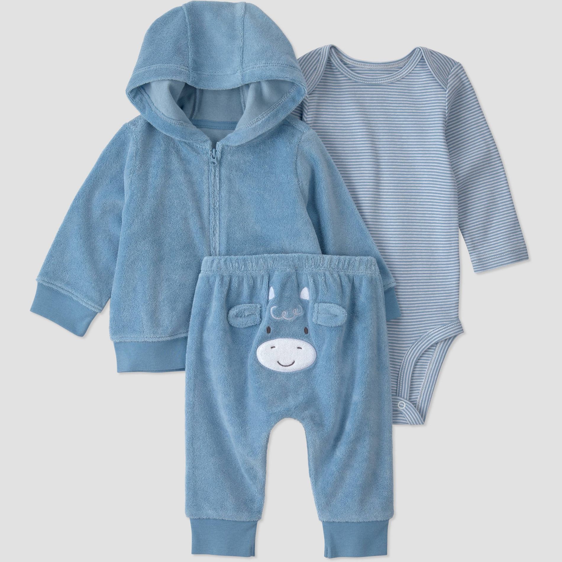 Carter's Just One You® Baby Boys' 3pc cow bodysuit and pant Set with jacket - Blue