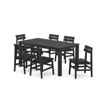 POLYWOOD 7pc Modern Studio Plaza Chairs and Parsons Table Outdoor Patio Dining Set
