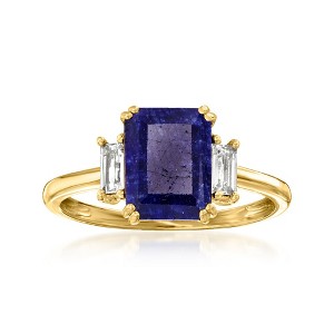 Ross-Simons 2.70 Carat Sapphire Ring With .30 ct. t.w. White Topaz in 18kt Gold Over Sterling - 1 of 4