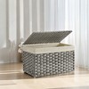 17.2 Gallon (65L) Storage Basket with Lid. This woven, foldable bin with handles and a metal frame comes with a removable liner. - 4 of 4