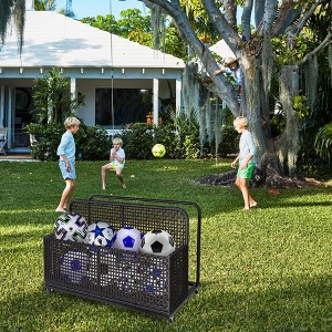 Poolside Rattan Storage Box with Rolling Wheels | 43.3" L x 22.5" W x 28.7" H | Versatile for Poolsides - 1 of 4