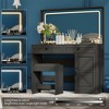 Makeup Vanity Desk with LED Lighted Mirror, Extra Large Storage， Makeup Vanities Table with 2 Drawers, Stool for Bedroom - 2 of 4