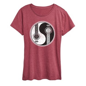 Women's - Instant Message - Yin Yang Guitar Men Short Sleeve Graphic T-Shirt - 1 of 4
