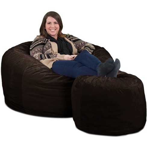 Ultimate Sack 4000 (4 Ft.) Bean Bag Chair And Footstool - Brown Fur ...