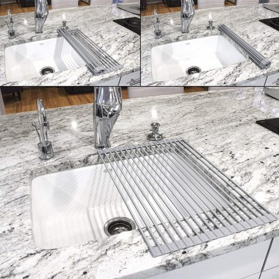 Gray Metal Foldable Over-Sink Dish Drying Rack