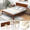 Infans Queen Size Wooden Platform Bed Frame with Headboard Mattress Foundation Walnut - 2 of 4