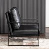 Grungis Leather/Microfiber/Velvet Accent Chair - Reinforced Metal Frame, Thick Padded Cushion, Square Armrests,Arm Chair for Bedroom,Reading Room - 4 of 4