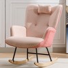 35.5 Inch Rocking Chair Comfy Wingback Glider Rocker with Safe Solid Wood Base for Living Room Bedroom - 3 of 4