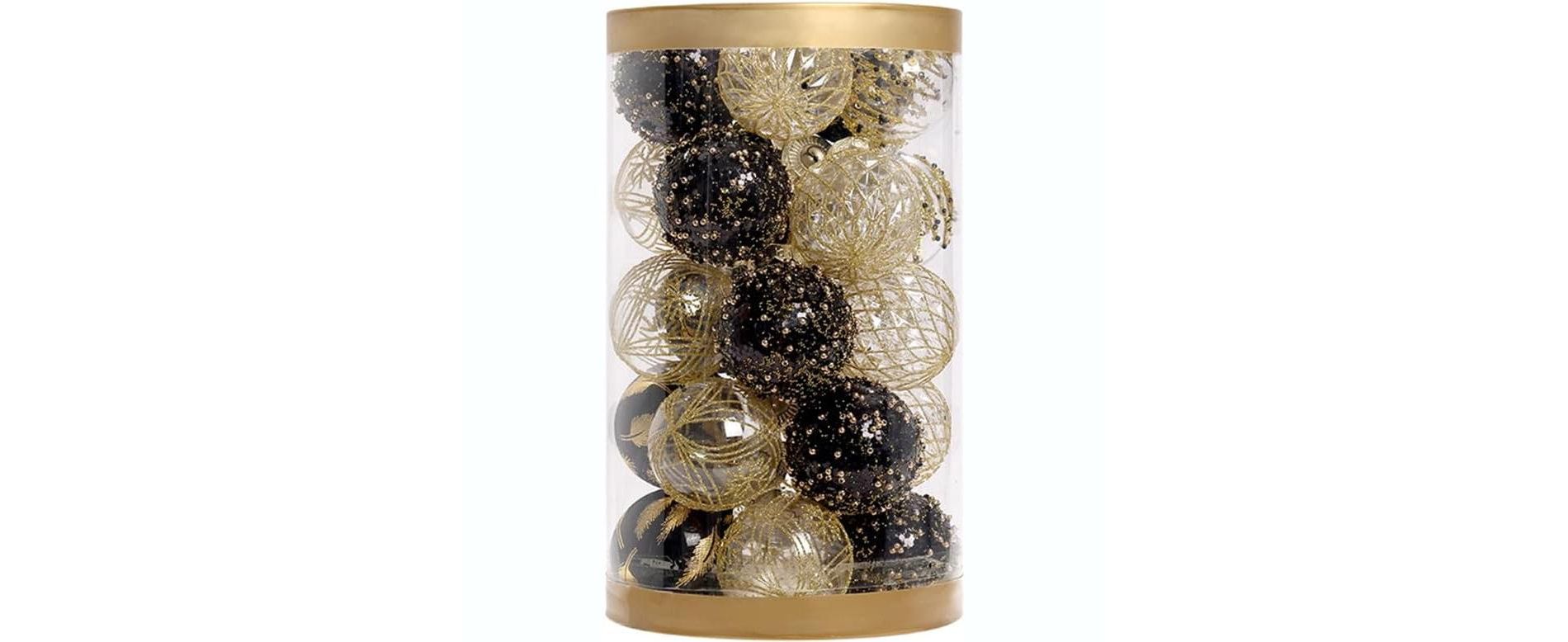 25 Pcs Christmas Tree Ornament Balls, 2.4" Clear Shatterproof Plastic Christmas Decoration Balls, PET Painted