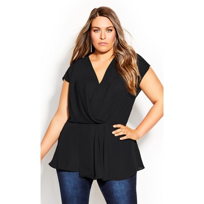 City Chic Women s Plus Size Simple Twist Top Black 12 Plus