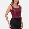 Anna-Kaci Women's Sequin Square Neck Tank Top with Sleeveless Design and Cropped Fit - 2 of 4