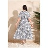 Plus Size Women's V Neck Maxi Dress Belted Waist Flowy Ankle Length Casual Elegant Party Dress - 3 of 4