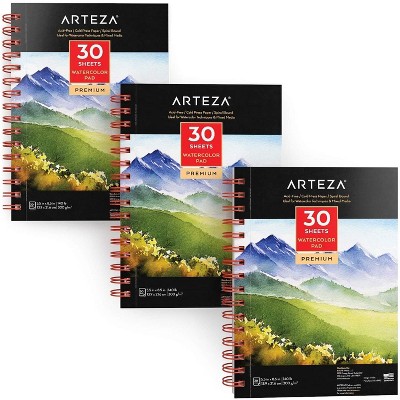 Arteza Hardcover Watercolor Paper Pad, Heavyweight Cold-pressed Paper,  5.1x8.3, 76 Pages - 2 Pack : Target